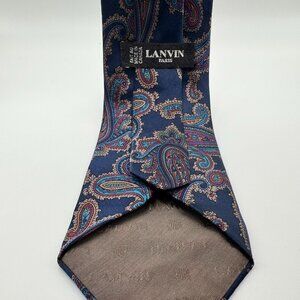 Lanvin Silk Paisley Tie – Blue, Tan, Red, Green (Muted) 1970s Made in Canada